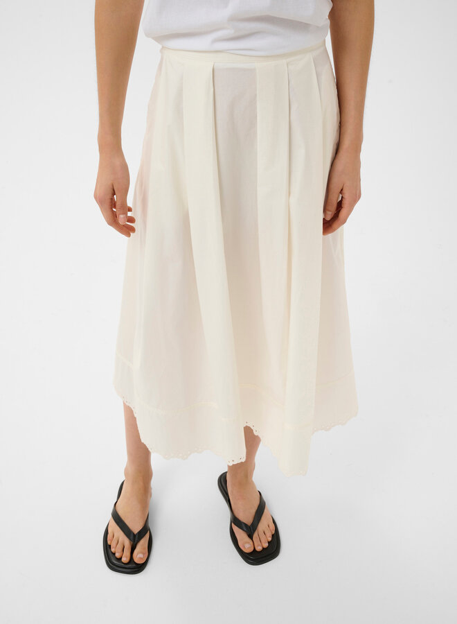 Jupe midi InWear Lia à plis & broderies au bas écrue
