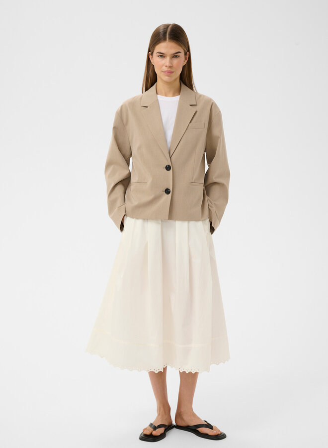 Jupe midi InWear Lia à plis & broderies au bas écrue