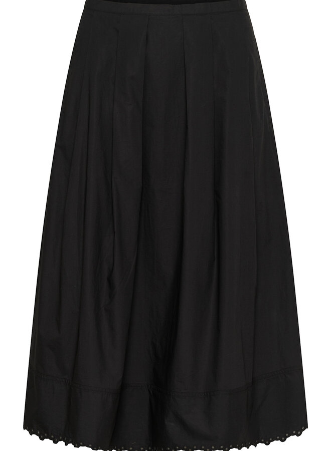 Jupe midi InWear Lia à plis & broderies au bas noire