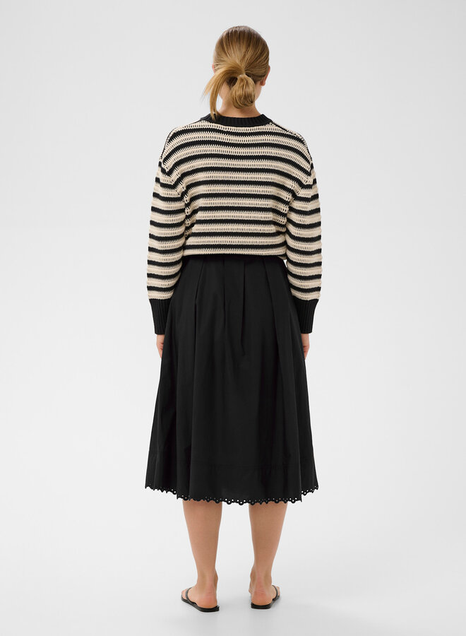 Jupe midi InWear Lia à plis & broderies au bas noire