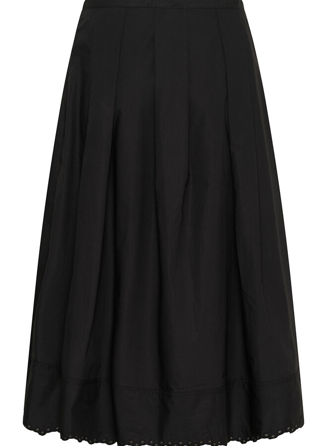 Jupe midi InWear Lia à plis & broderies au bas noire
