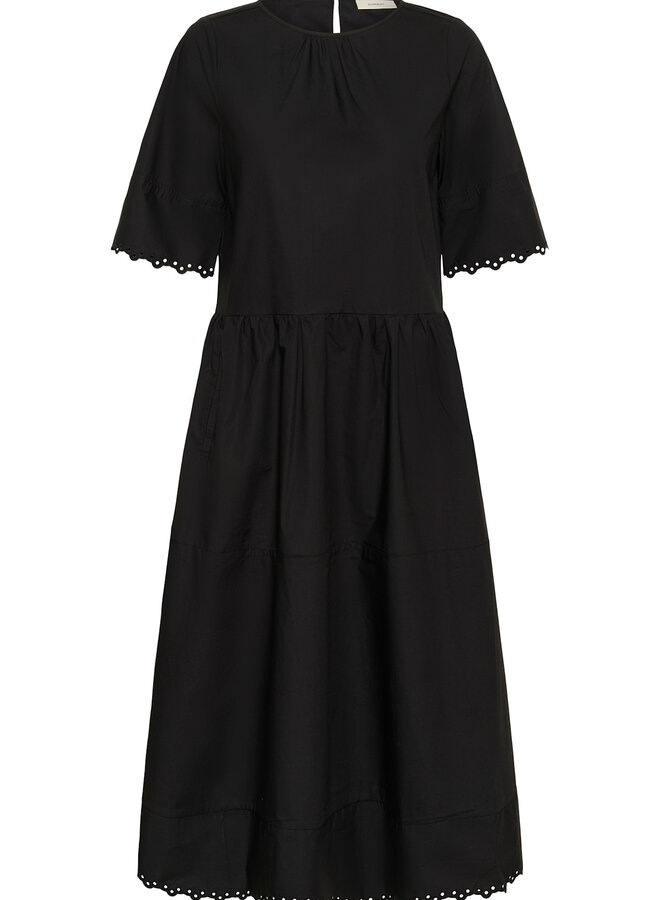 Robe longue InWear Lia à manches courtes & broderies anglaises noire