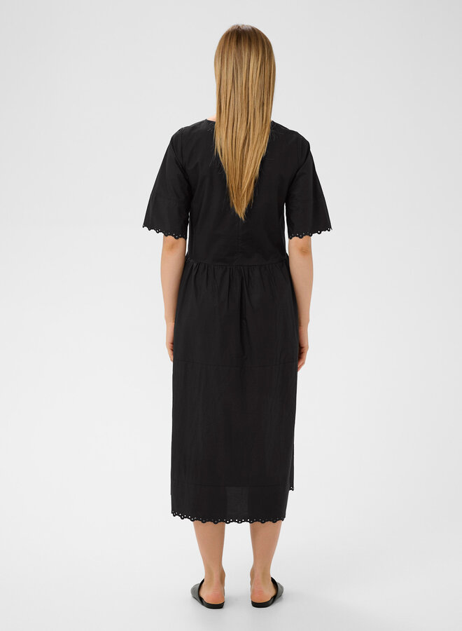 Robe longue InWear Lia à manches courtes & broderies anglaises noire