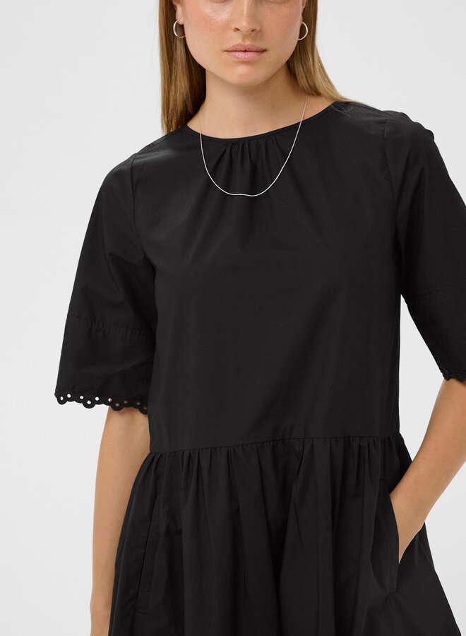 Robe longue InWear Lia à manches courtes & broderies anglaises noire