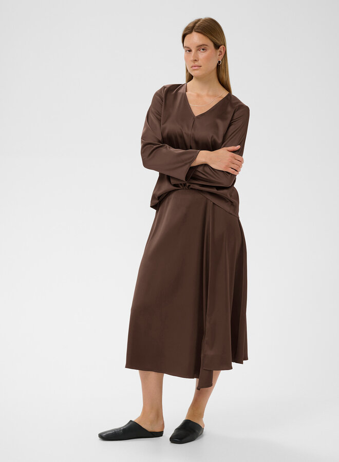 Jupe midi InWear Lake satinée brun café