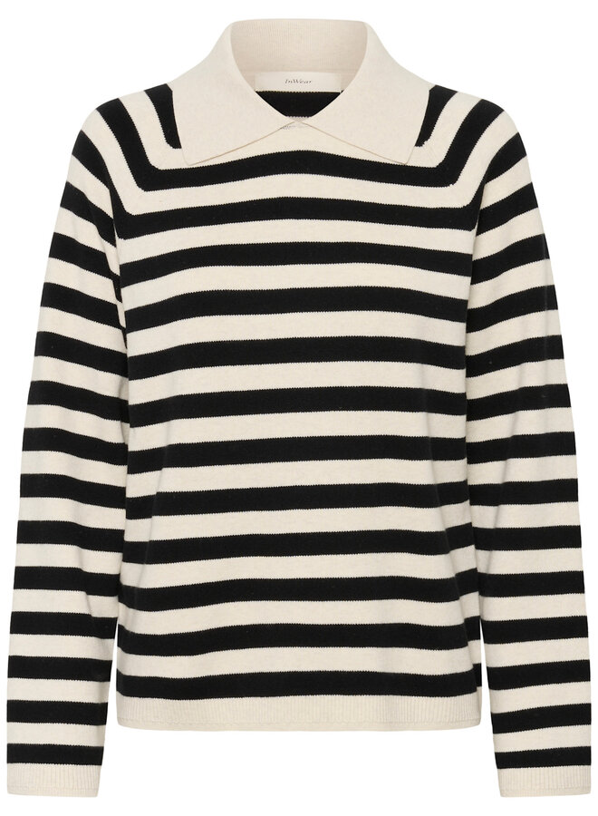 Polo InWear Madie en tricot rayé beige & noir