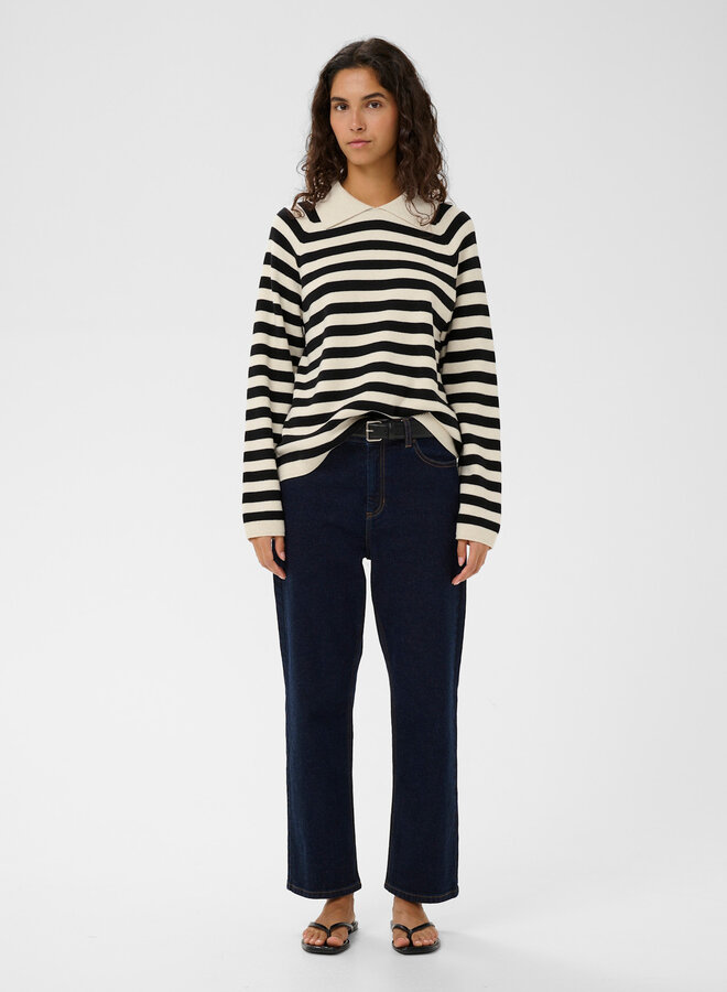 Polo InWear Madie en tricot rayé beige & noir