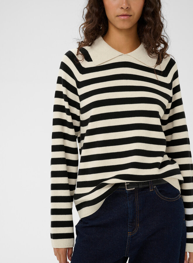 Polo InWear Madie en tricot rayé beige & noir