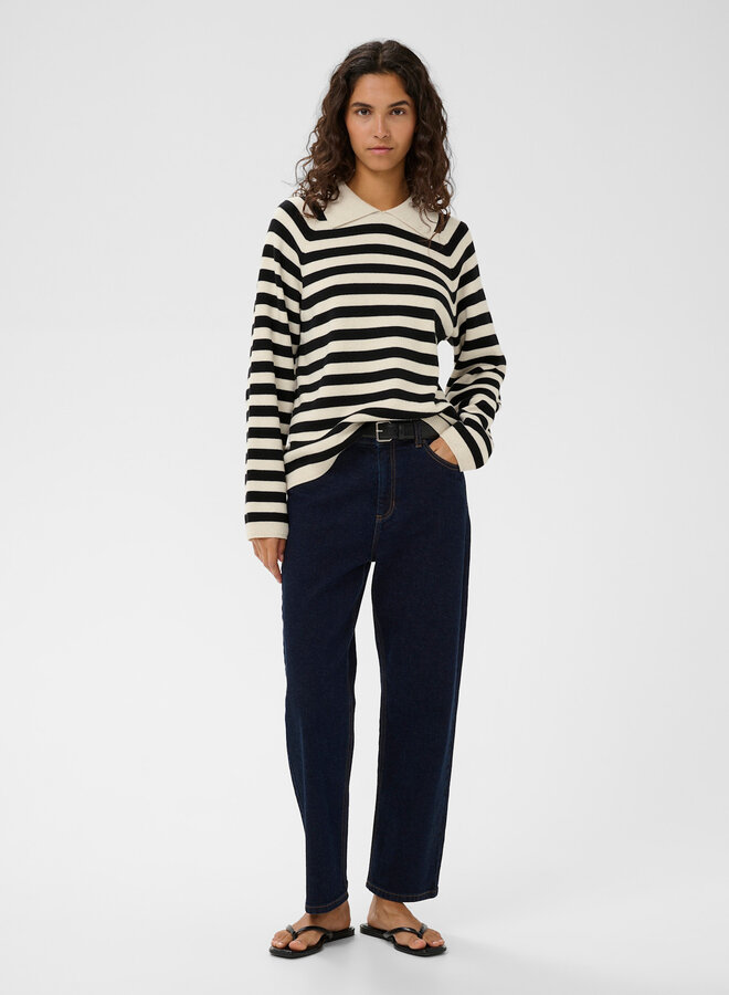 Polo InWear Madie en tricot rayé beige & noir