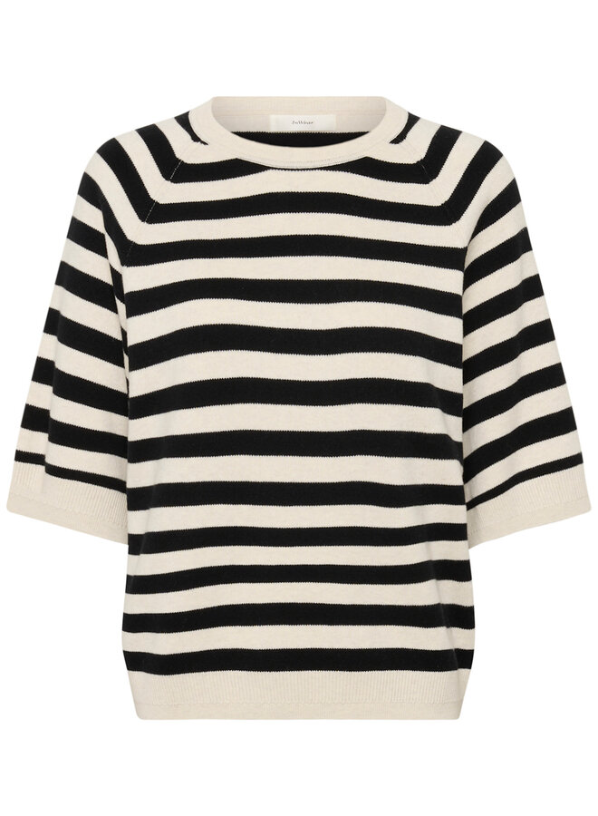 Tricot InWear Madie à col rond rayé beige & noir