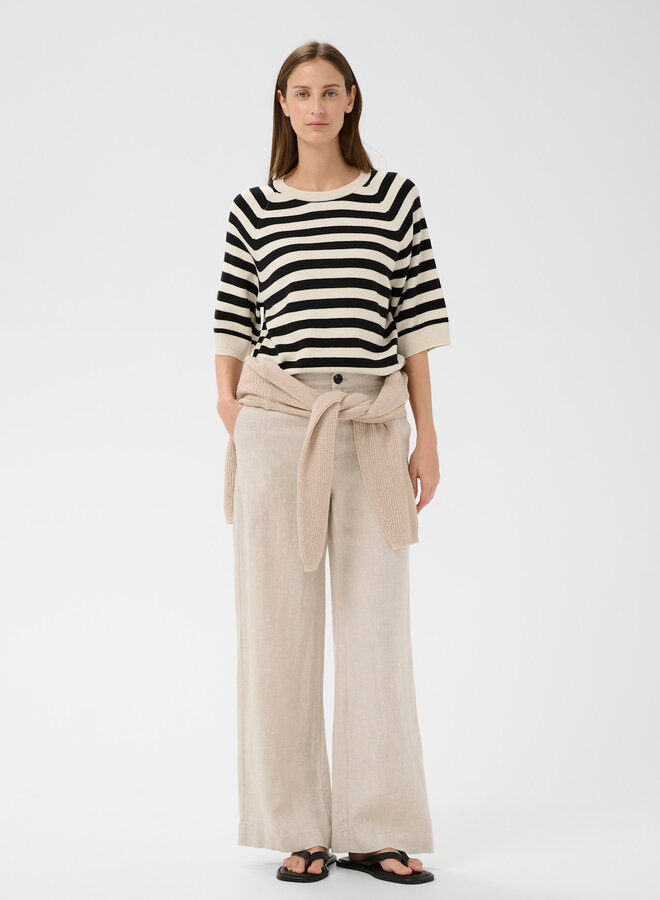 Tricot InWear Madie à col rond rayé beige & noir