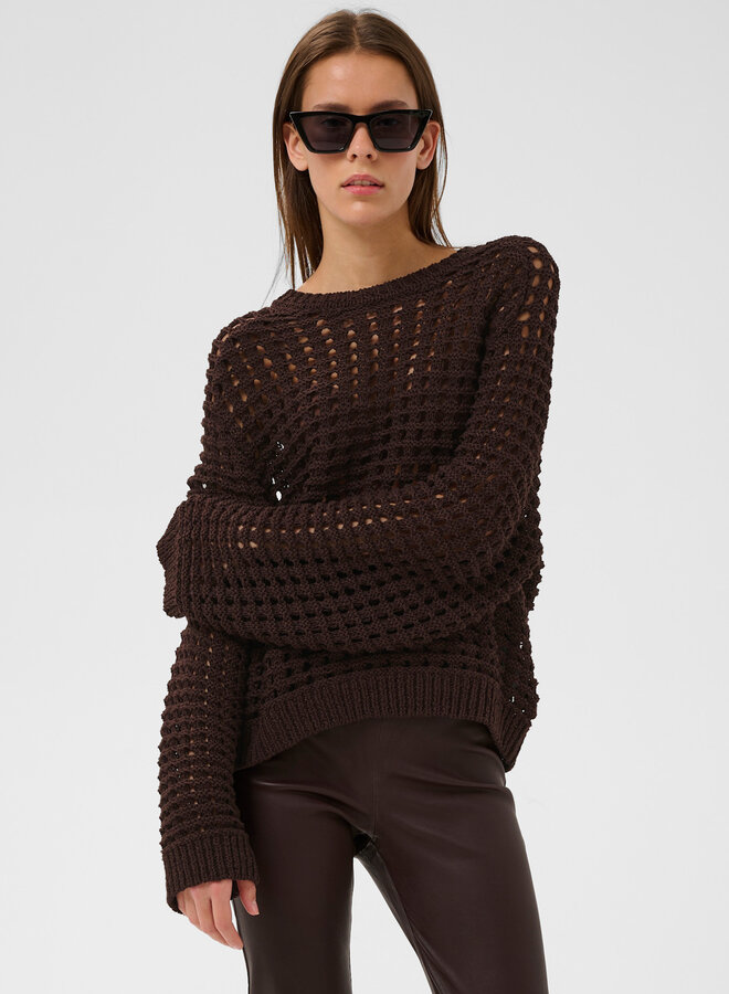 Tricot InWear Muno à mailles ajourées brun café