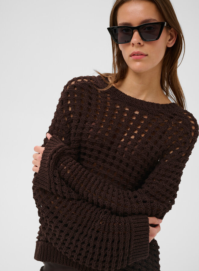 Tricot InWear Muno à mailles ajourées brun café