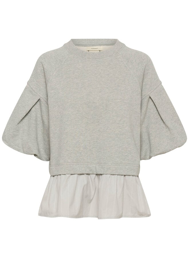 Chandail InWear Dessy ample gris mélange avec « jupette » grise pâle rayée