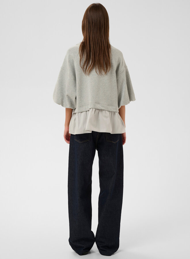 Chandail InWear Dessy ample gris mélange avec « jupette » grise pâle rayée