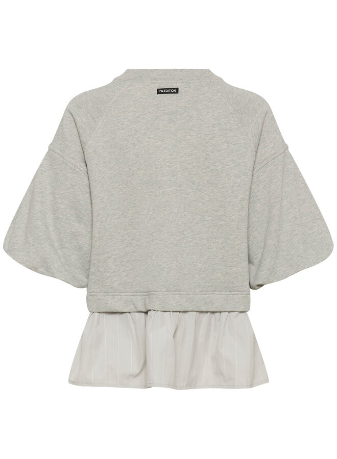 Chandail InWear Dessy ample gris mélange avec « jupette » grise pâle rayée