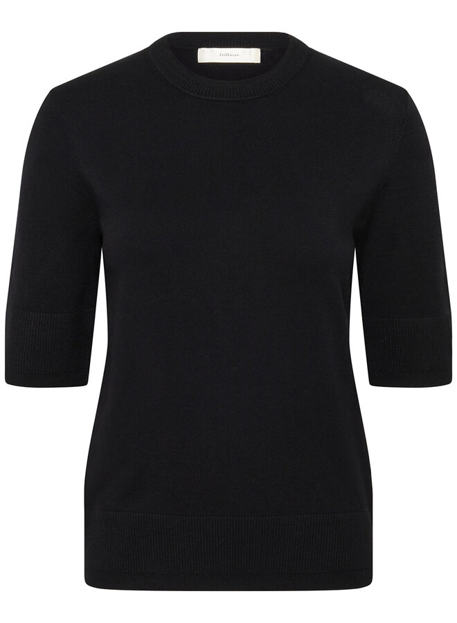 Tricot InWear Miko à col rond & manches aux coudes noir
