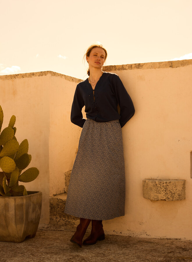 Jupe longue Atelier Rêve Odessa bleu Odessa fleurie beige