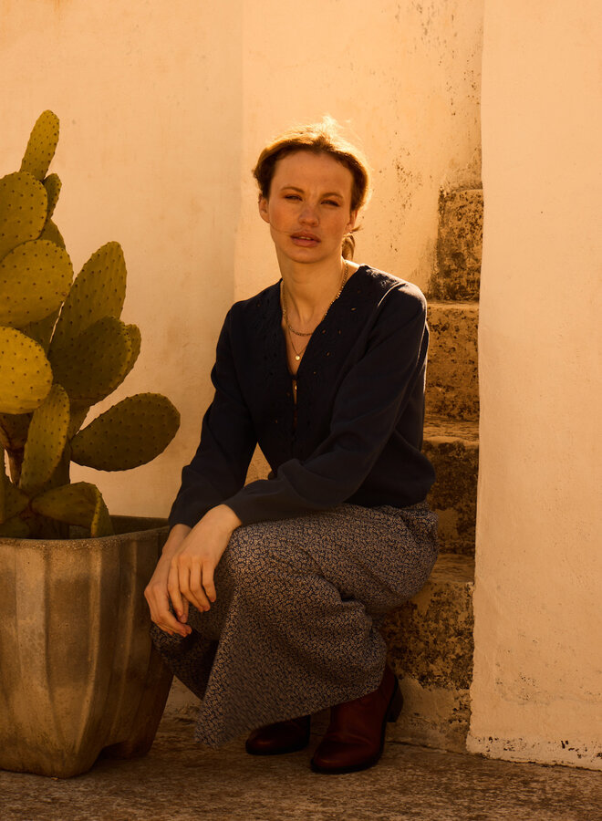 Jupe longue Atelier Rêve Odessa bleu Odessa fleurie beige