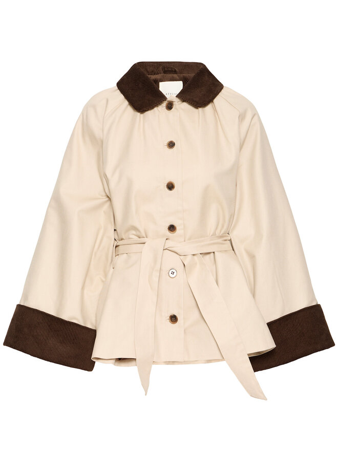Manteau Atelier Rêve Lunas  beige à col en corduroy brun