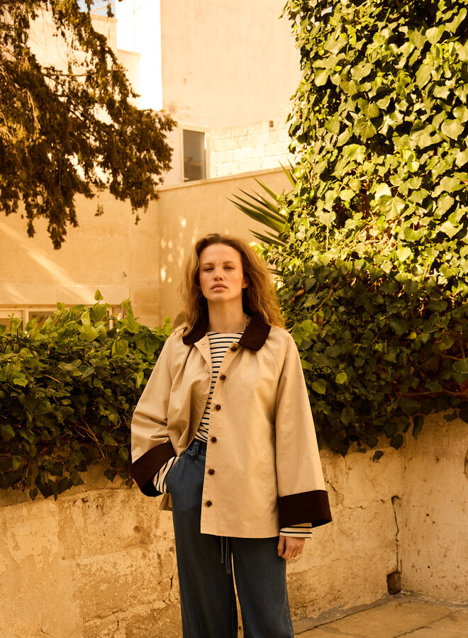 Manteau Atelier Rêve Lunas  beige à col en corduroy brun