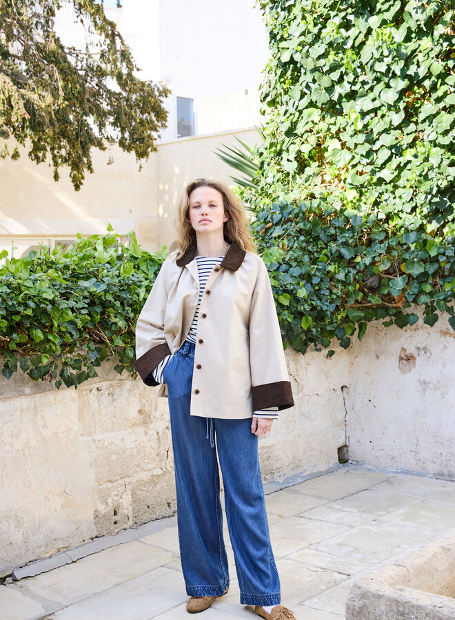 Manteau Atelier Rêve Lunas  beige à col en corduroy brun