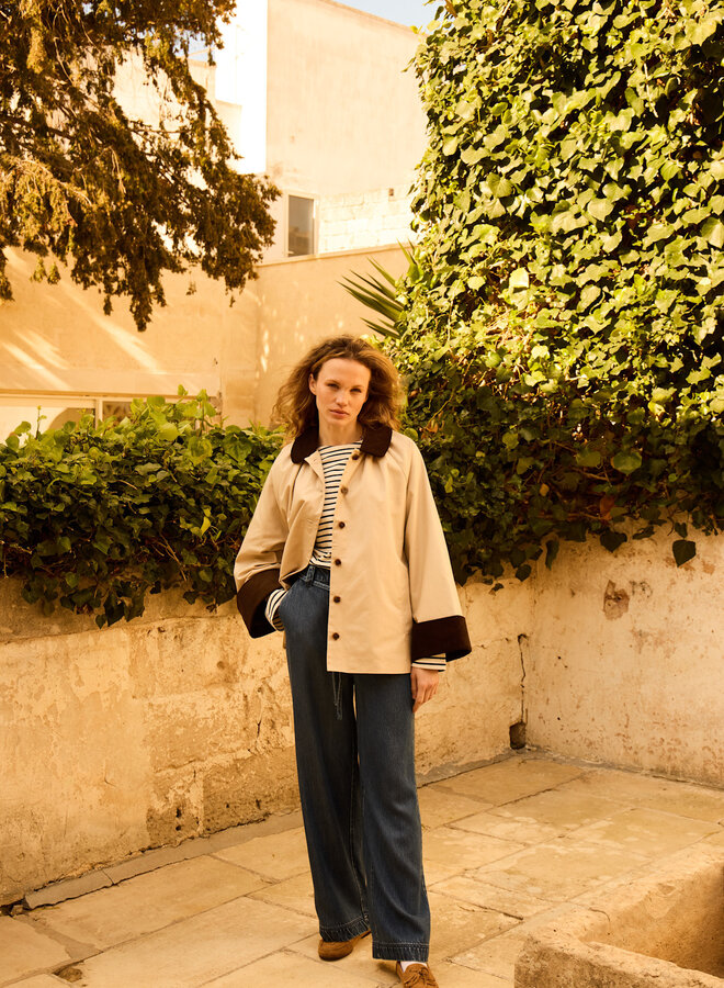 Manteau Atelier Rêve Lunas  beige à col en corduroy brun