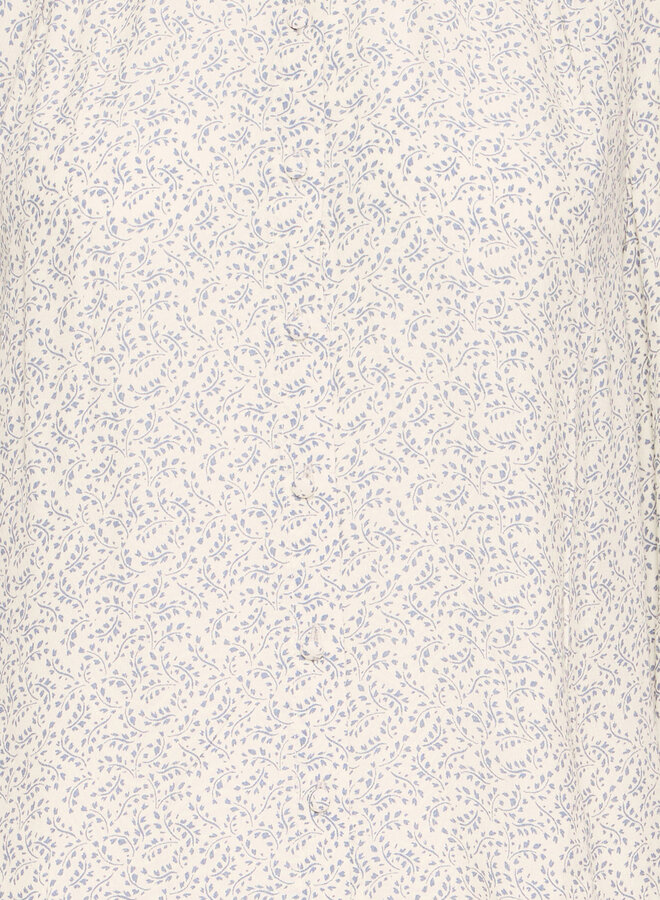 Blouse Atelier Rêve Noella à col classique écrue fleurie bleu Odessa