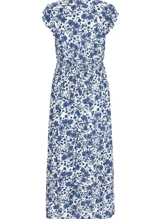 Robe longue Atelier Rêve Iris bleue pâle fleurie bleu indigo