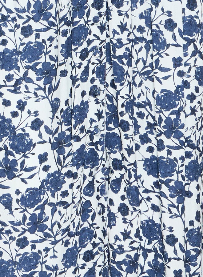 Robe longue Atelier Rêve Iris bleue pâle fleurie bleu indigo