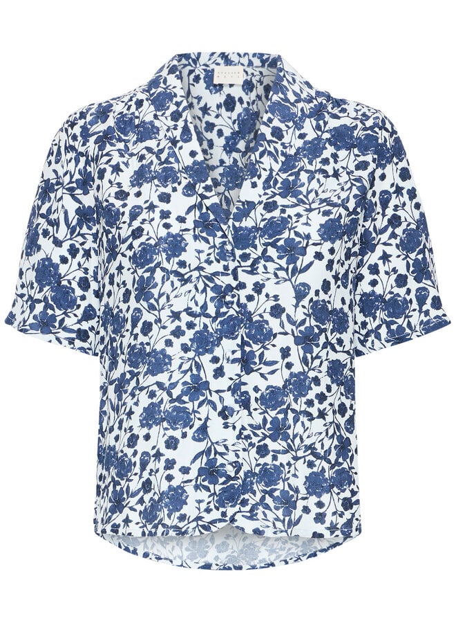 Blouse Atelier Rêve Iris bleue pâle fleurie bleu indigo