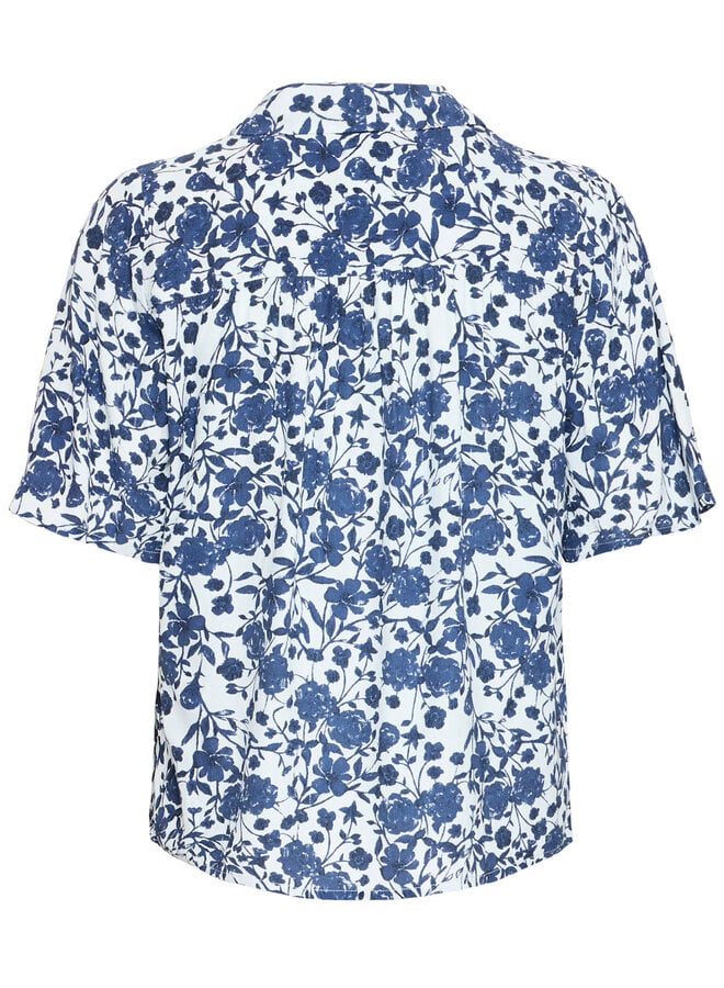 Blouse Atelier Rêve Iris bleue pâle fleurie bleu indigo