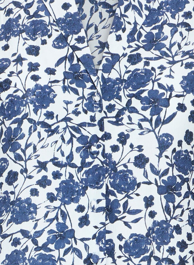 Blouse Atelier Rêve Iris bleue pâle fleurie bleu indigo