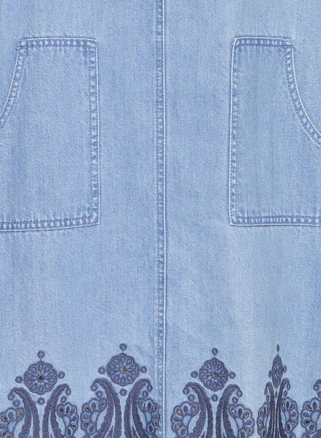 Robe salopette Atelier Rêve Harmony en denim à broderies bleu marine