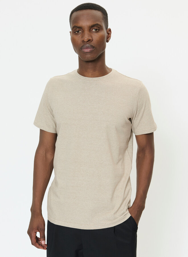 T-shirt Matinique Jermane à fines rayures beige caribou
