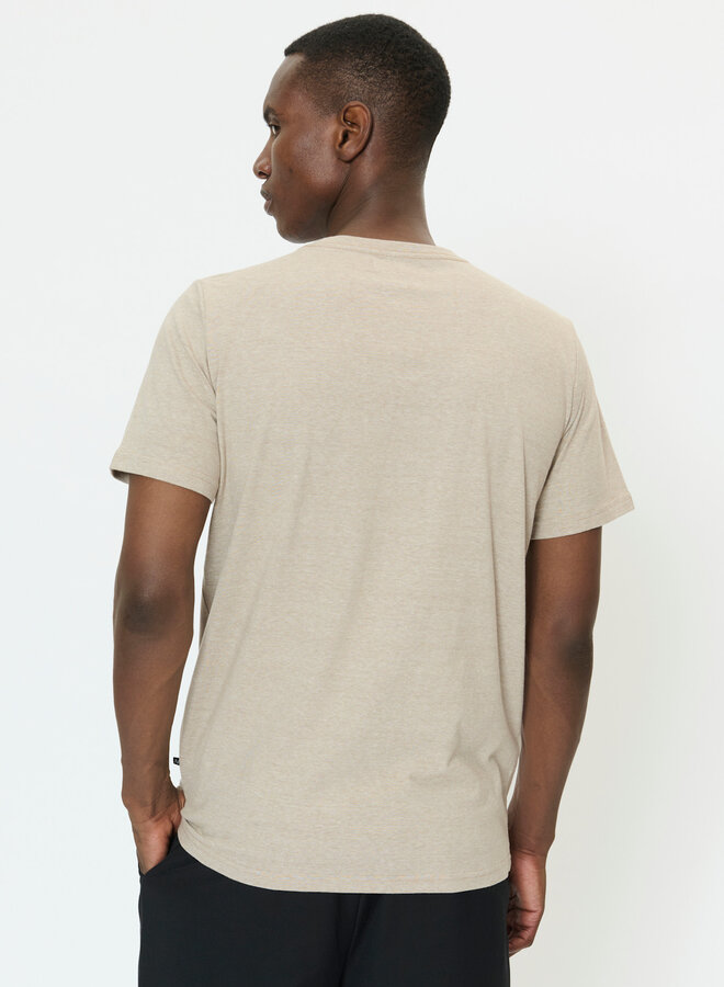 T-shirt Matinique Jermane à fines rayures beige caribou