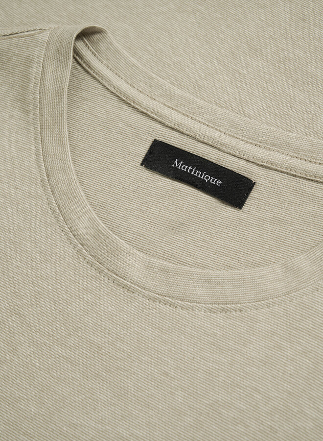 T-shirt Matinique Jermane à fines rayures beige caribou