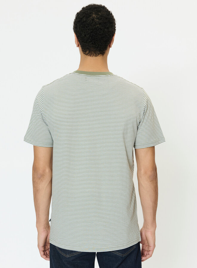 T-shirt Matinique Jeremy rayé vert armé & blanc