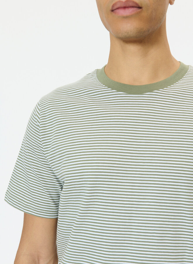 T-shirt Matinique Jeremy rayé vert armé & blanc