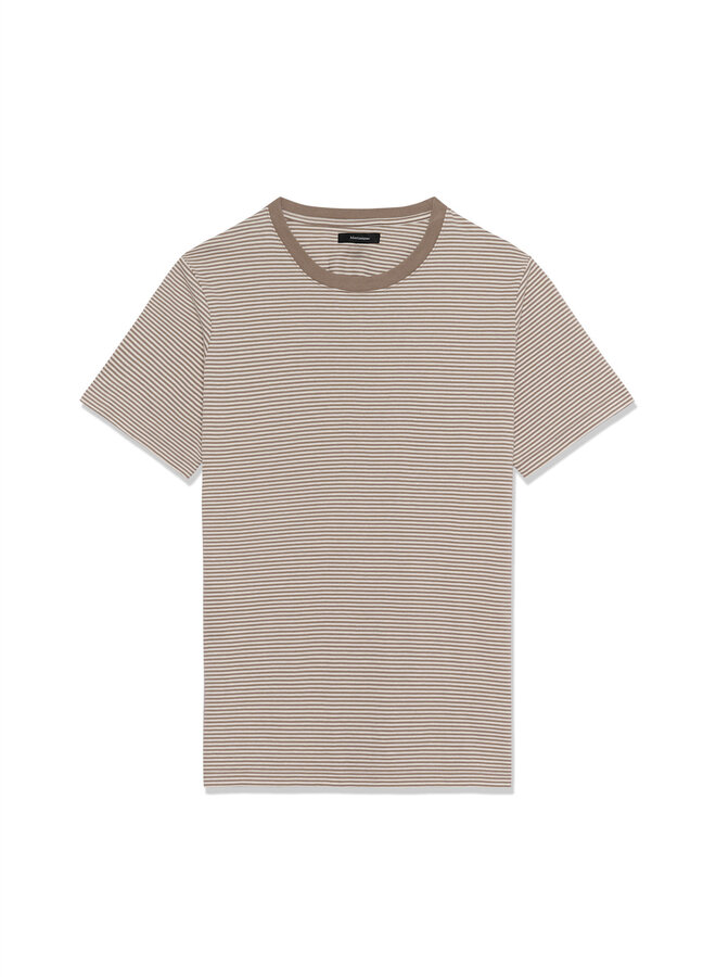 T-shirt Matinique Jeremy rayé beige caribou & blanc