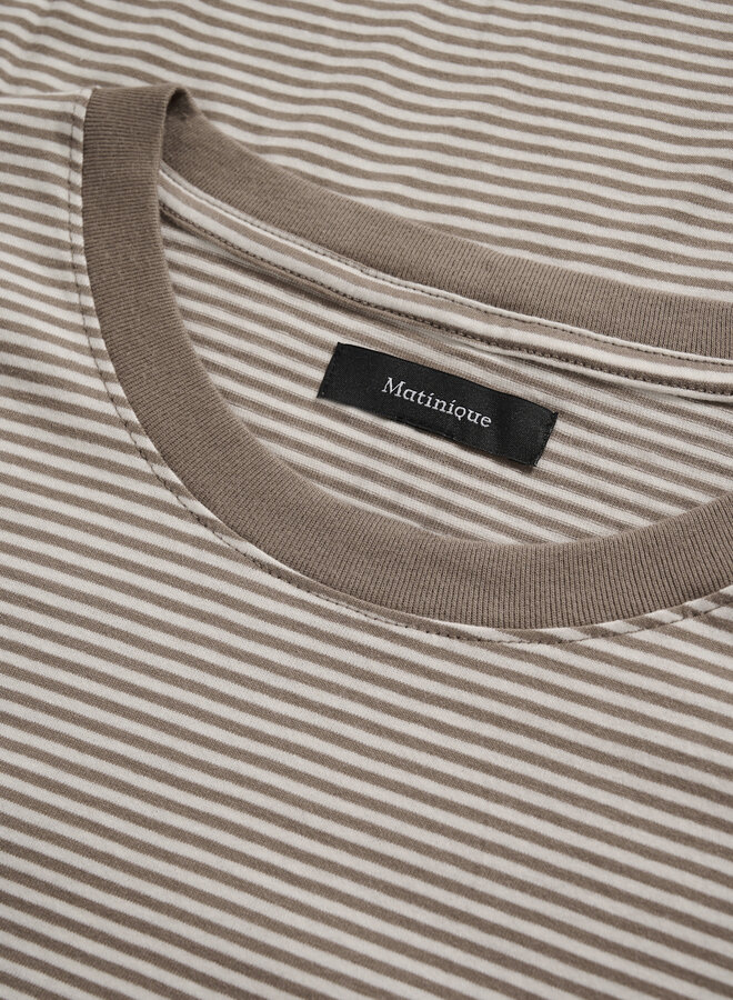 T-shirt Matinique Jeremy rayé beige caribou & blanc