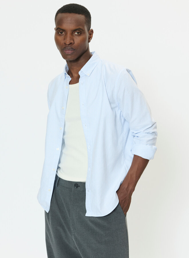 Chemise Matinique Trostol Oxford rayée bleu pâle & blanche