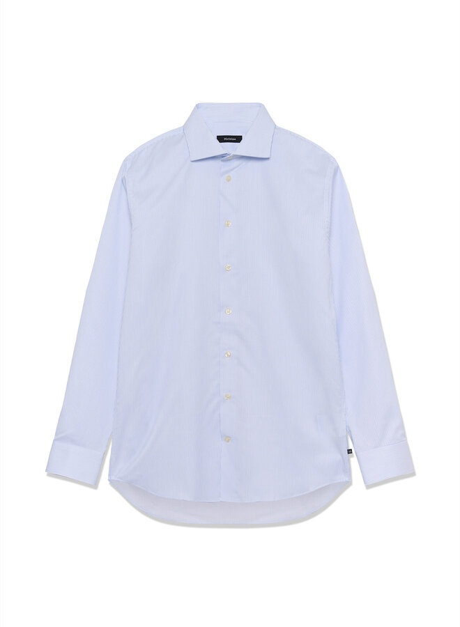 Chemise Matinique Marc blanche à rayures coupées bleu Horizon