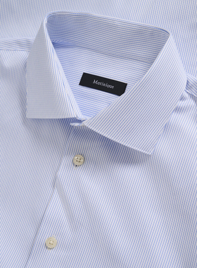 Chemise Matinique Marc blanche à rayures coupées bleu Horizon
