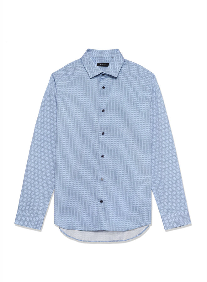Chemise Matinique Trostol bleue pâle imprimée ronds bleu marine