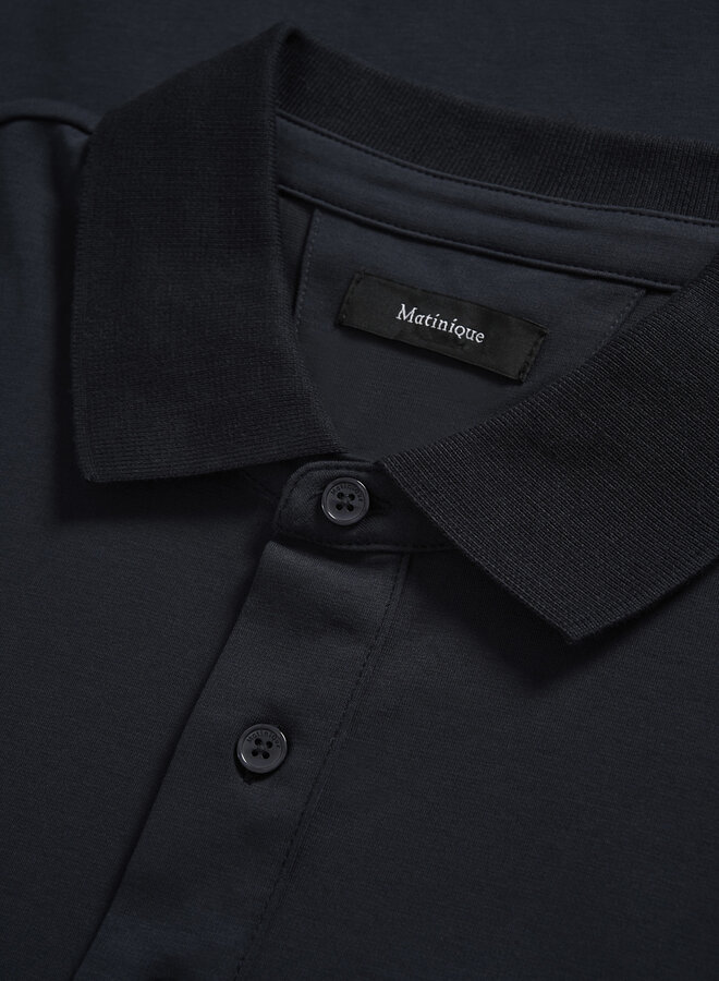 Polo Matinique Jeremy bleu marine bordé beige & bleu aux manches