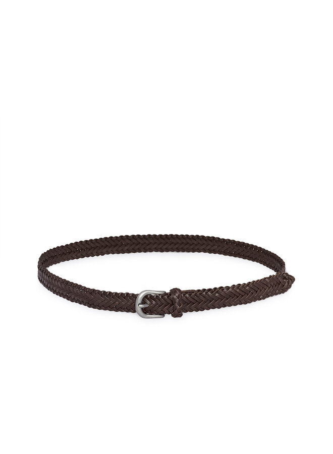 Ceinture Matinique Brie en cuir tressé brune