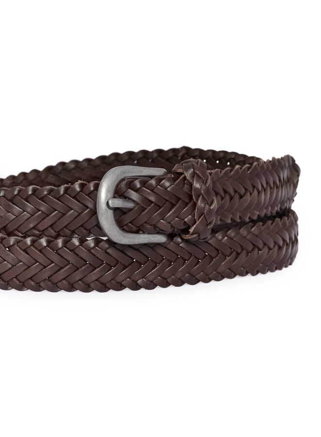 Ceinture Matinique Brie en cuir tressé brune