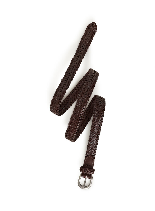 Ceinture Matinique Brie en cuir tressé brune