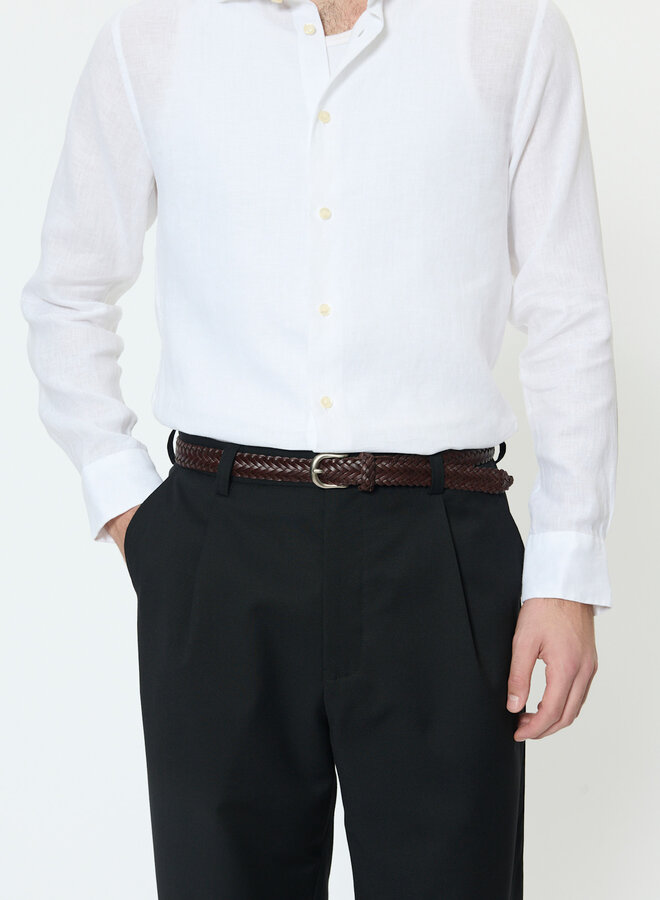 Ceinture Matinique Brie en cuir tressé brune